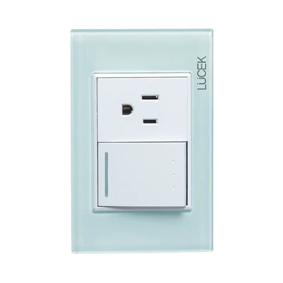 PLACA CON 1 INTERRUPTOR DE ESCALERA Y 1 CONTACTO DE 1.5 MÓDULOS CRISTAL