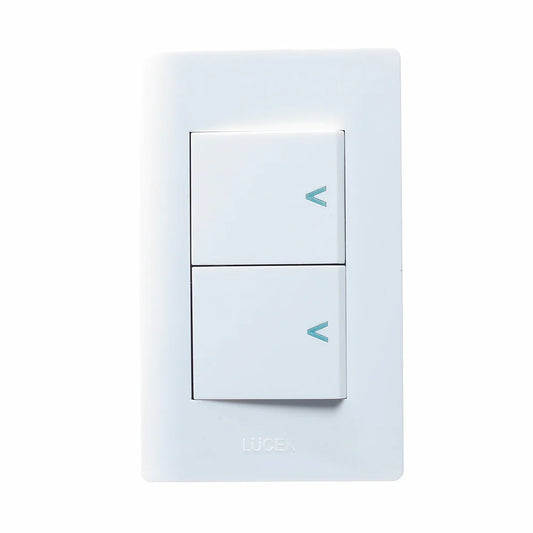 PLACA CON 2 INTERRUPTORES SENCILLOS DE 1.5 MÓDULOS.