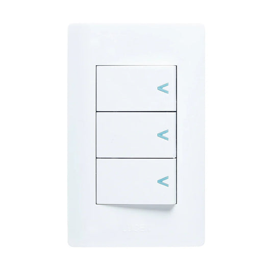 PLACA CON 3 INTERRUPTORES SENCILLOS DE 1 MÓDULO.