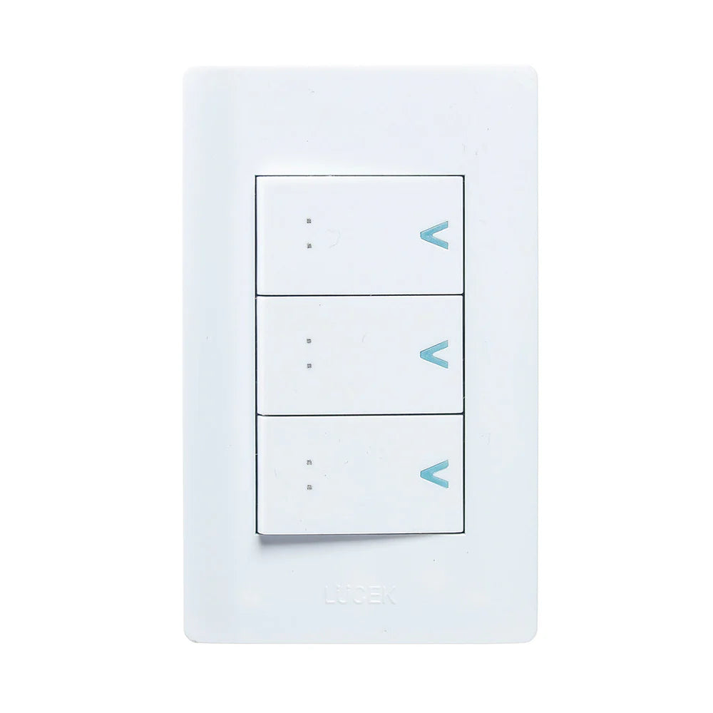 PLACA CON 3 INTERRUPTORES DE ESCALERA DE 1 MÓDULO.