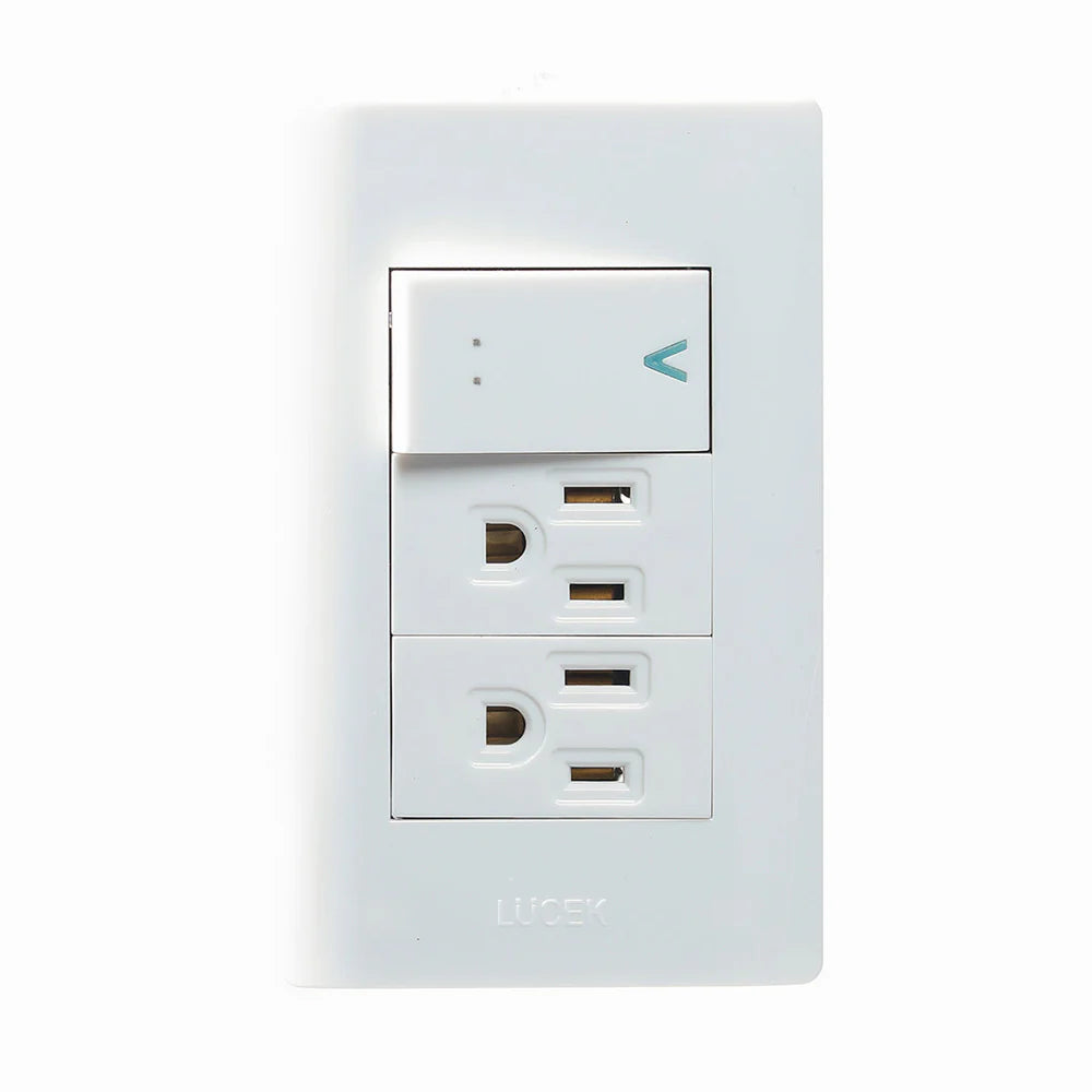 PLACA CON 1 INTERRUPTOR ESCALERA Y 2 CONTACTOS DE 1 MÓDULO.