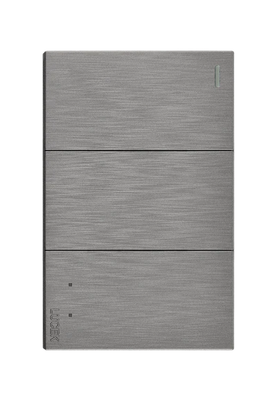 PLACA PLANA CON 2 INTERRUPTORES SENCILLOS Y 1 DE ESCALERA DE 1 MÓDULO FLAT