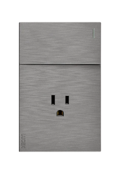 PLACA PLANA CON 1 INTERRUPTOR SENCILLO Y 1 CONTACTO DE 1.5 MÓDULOS FLAT