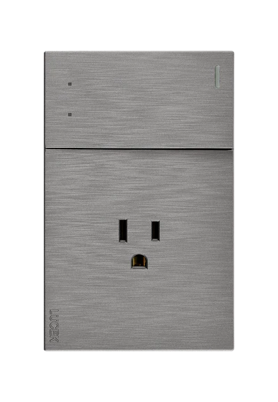 PLACA PLANA CON 1 INTERRUPTOR DE ESCALERA Y 1 CONTACTO DE 1.5 MÓDULOS FLAT