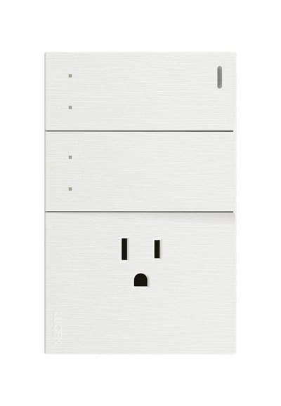 PLACA PLANA CON 2 INTERRUPTORES DE ESCALERA Y 1 CONTACTO DE 1 MÓDULO FLAT