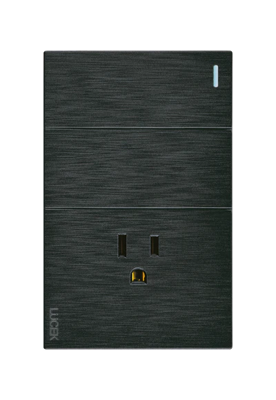 PLACA PLANA CON 2 INTERRUPTORES SENCILLOS Y 1 CONTACTO DE 1 MÓDULO FLAT