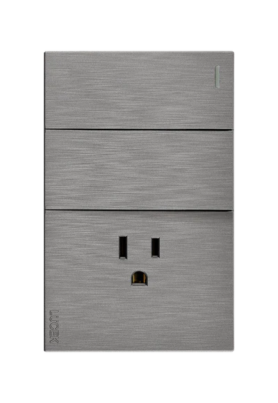 PLACA PLANA CON 2 INTERRUPTORES SENCILLOS Y 1 CONTACTO DE 1 MÓDULO FLAT