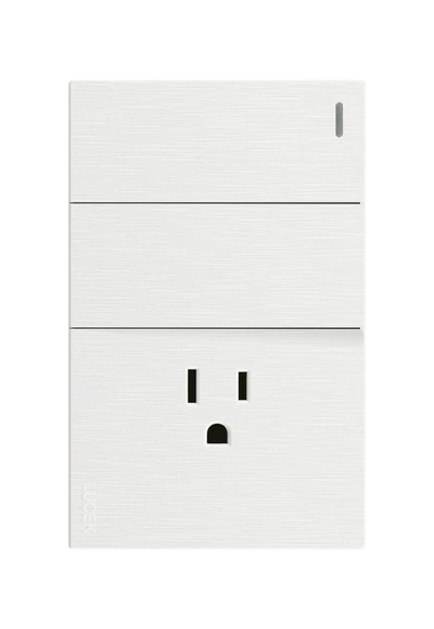 PLACA PLANA CON 2 INTERRUPTORES SENCILLOS Y 1 CONTACTO DE 1 MÓDULO FLAT