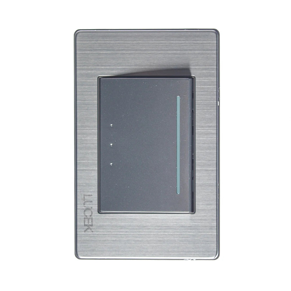 PLACA METÁLICA CON 1 INTERRUPTOR DE ESCALERA DE 3 MÓDULOS ANODIZADO.