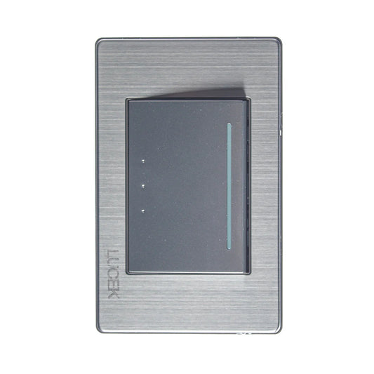 PLACA METÁLICA CON 1 INTERRUPTOR DE ESCALERA DE 3 MÓDULOS ANODIZADO.