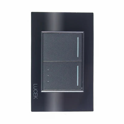 PLACA CON 1 INTERRUPTOR SENCILLO Y 1 DE ESCALERA DE 1.5 MÓDULOS CRISTAL