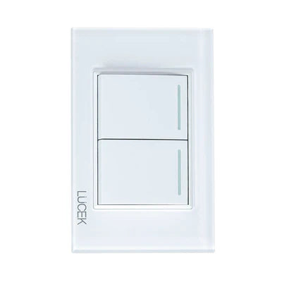 PLACA CON 2 INTERRUPTORES SENCILLOS DE 1.5 MÓDULOS CRISTAL