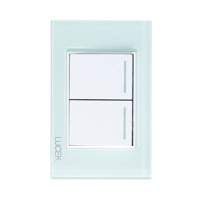 PLACA CON 2 INTERRUPTORES SENCILLOS DE 1.5 MÓDULOS CRISTAL