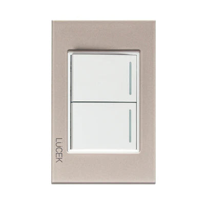 PLACA CON 2 INTERRUPTORES SENCILLOS DE 1.5 MÓDULOS CRISTAL