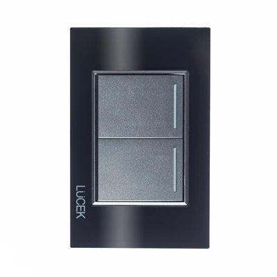 PLACA CON 2 INTERRUPTORES SENCILLOS DE 1.5 MÓDULOS CRISTAL