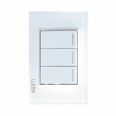 PLACA CON 3 INTERRUPTORES SENCILLOS DE 1 MÓDULO CRISTAL
