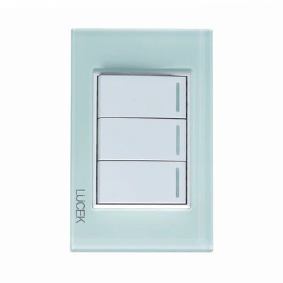 PLACA CON 3 INTERRUPTORES SENCILLOS DE 1 MÓDULO CRISTAL