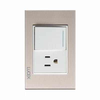 PLACA CON 1 INTERRUPTOR DE ESCALERA Y 1 CONTACTO DE 1.5 MÓDULOS CRISTAL