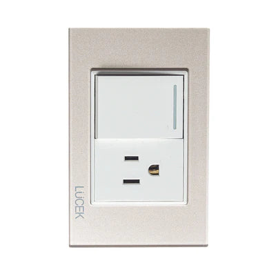 PLACA CON 1 INTERRUPTOR SENCILLO Y 1 CONTACTO DE 1.5 MÓDULOS CRISTAL