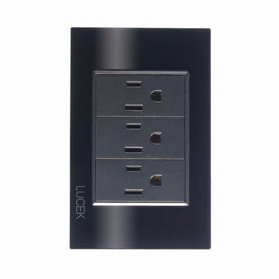 PLACA CON 3 CONTACTOS DE 1 MÓDULO CRISTAL