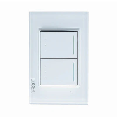 PLACA CON 2 INTERRUPTORES DE ESCALERA DE 1.5 MÓDULOS CRISTAL