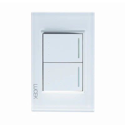 PLACA CON 2 INTERRUPTORES DE ESCALERA DE 1.5 MÓDULOS CRISTAL