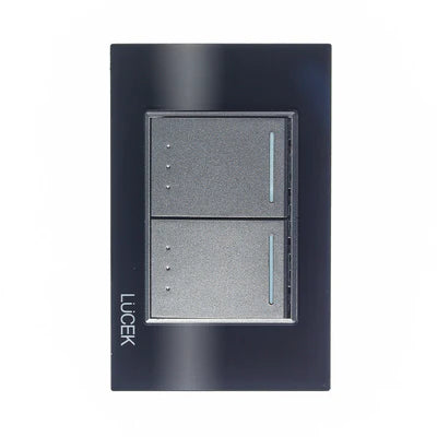 PLACA CON 2 INTERRUPTORES DE ESCALERA DE 1.5 MÓDULOS CRISTAL