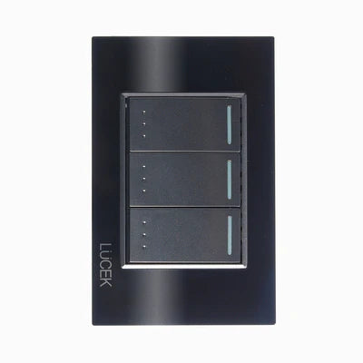 PLACA CON 3 INTERRUPTORES DE ESCALERA DE 1 MÓDULO CRISTAL