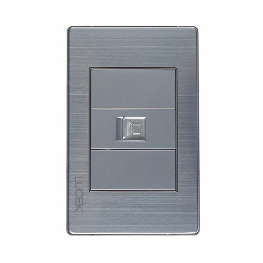 PLACA METÁLICA CON CONEXIÓN A MÓDEM/INTERNET PLATEADO.