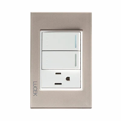 PLACA CON 2 INTERRUPTORES ESCALERA Y 1 CONTACTO DE 1 MÓDULO