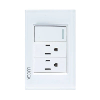 PLACA CON 1 INTERRUPTOR ESCALERA Y 2 CONTACTOS DE 1 MÓDULO CRISTAL