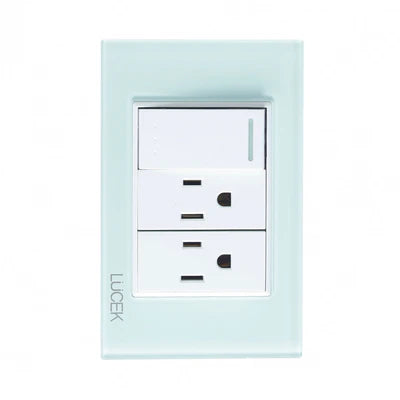 PLACA CON 1 INTERRUPTOR ESCALERA Y 2 CONTACTOS DE 1 MÓDULO CRISTAL