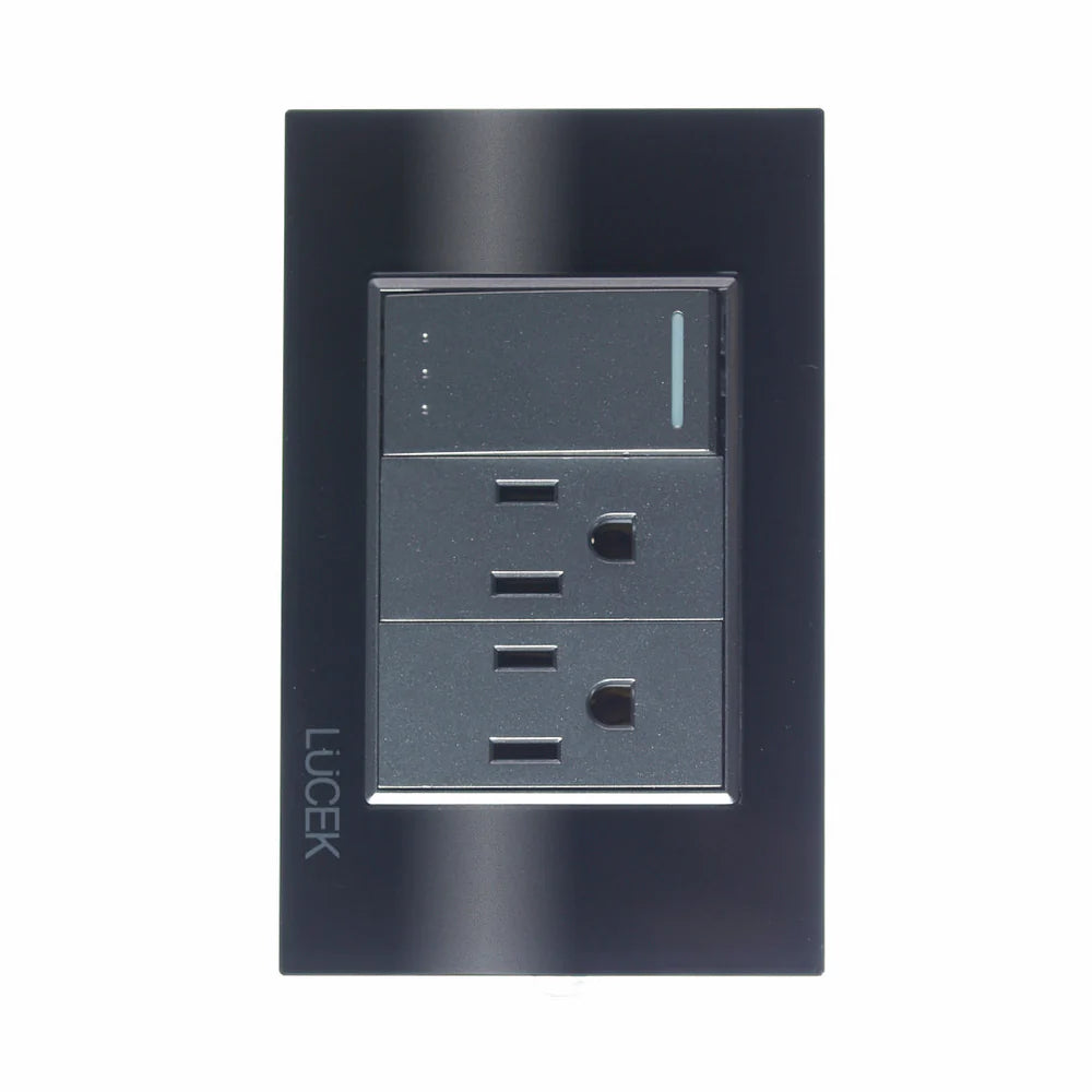 PLACA CON 1 INTERRUPTOR ESCALERA Y 2 CONTACTOS DE 1 MÓDULO CRISTAL