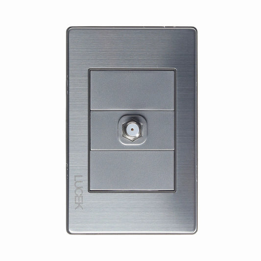 PLACA METÁLICA CON TOMA DE TELEVISIÓN PLATEADO