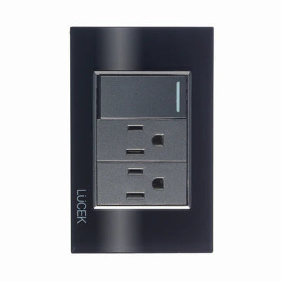 PLACA CON 1 INTERRUPTOR SENCILLO Y 2 CONTACTOS DE 1 MÓDULO CRISTAL